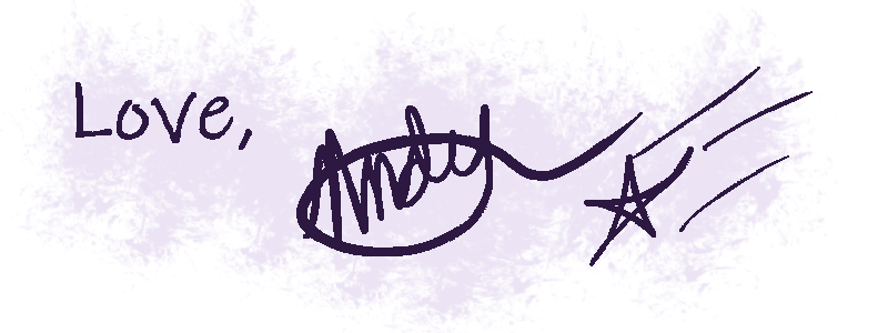 The words "Love, Andy" accompanied by a handdrawn star